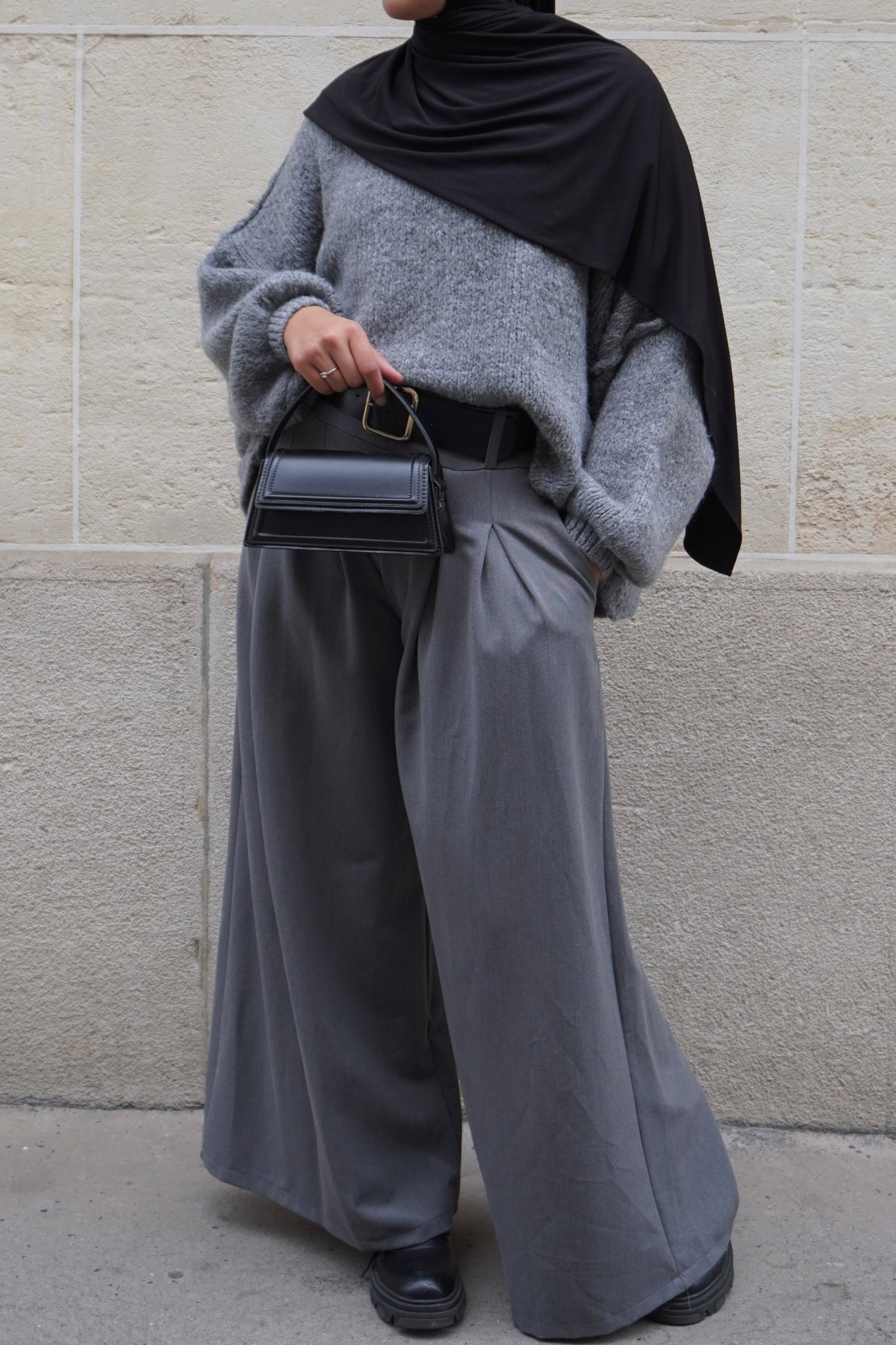 Pull laine oversize Gris