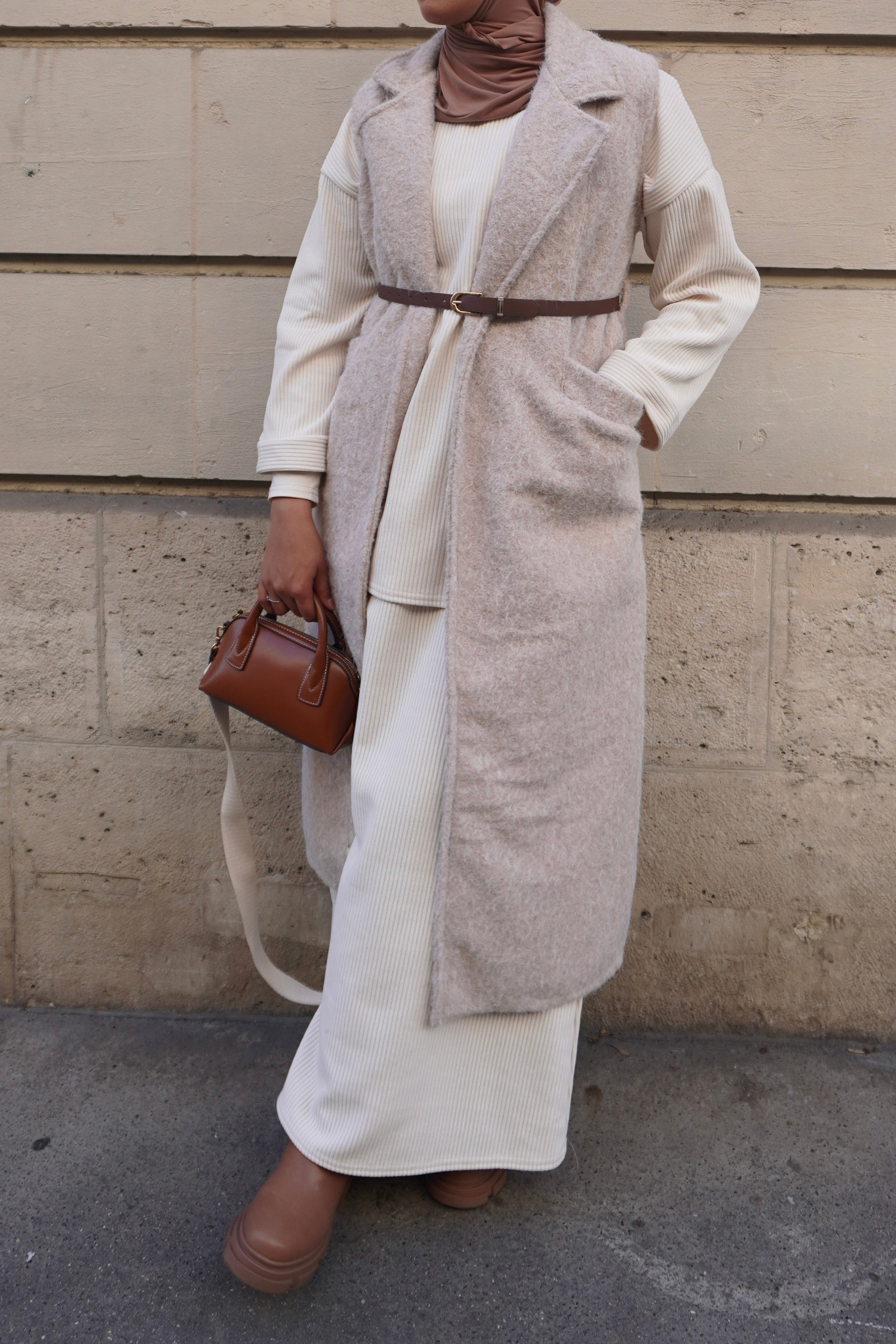 Manteau sans manche Beige