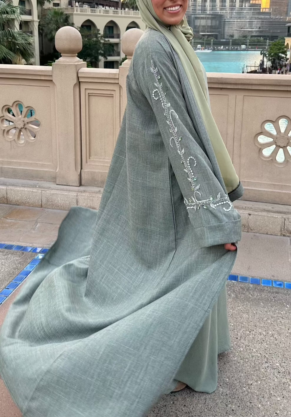 Abaya Cristal vert